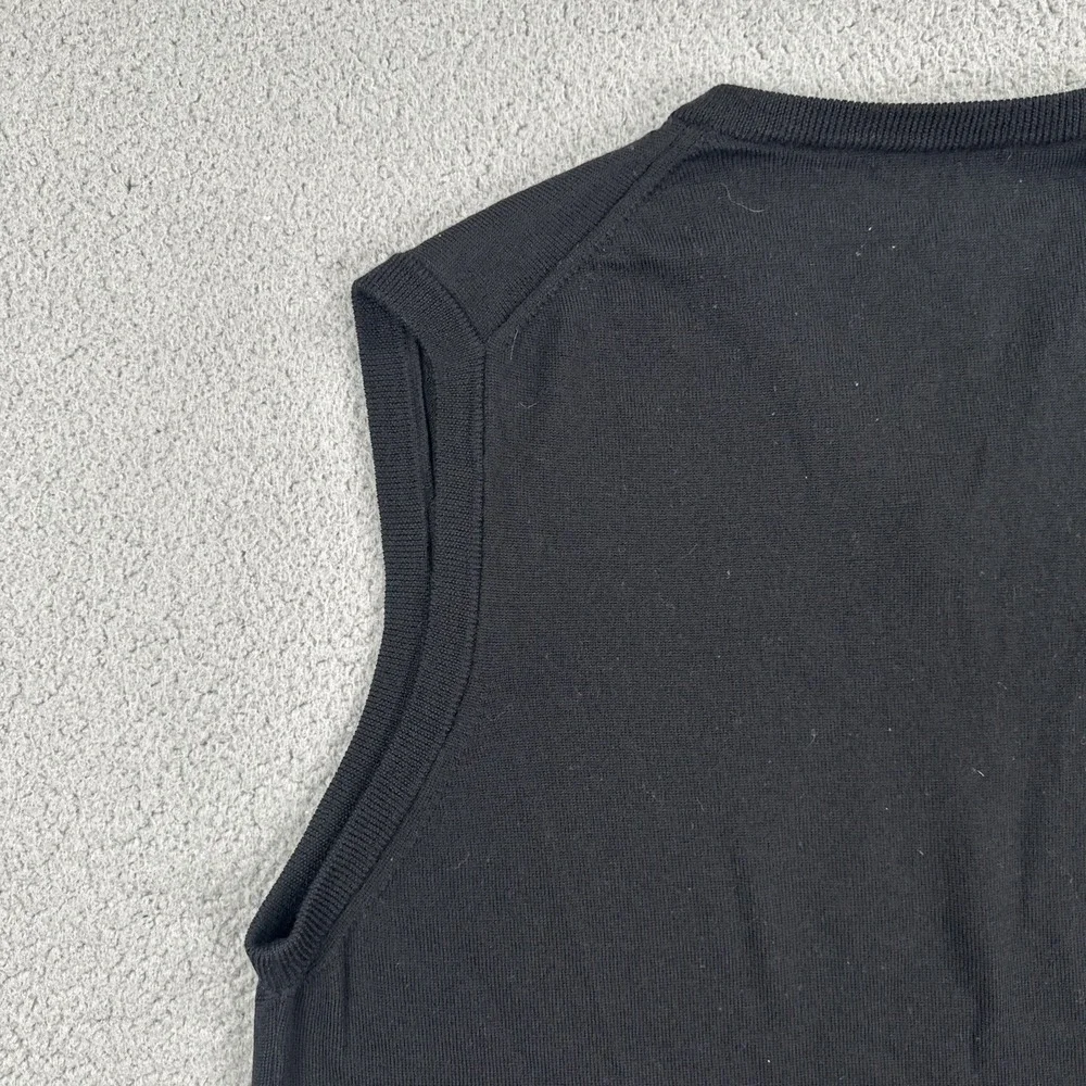 Grant Thomas Italian Merino Wool Sweater Vest Men XL Black V-Neck Made in Italy